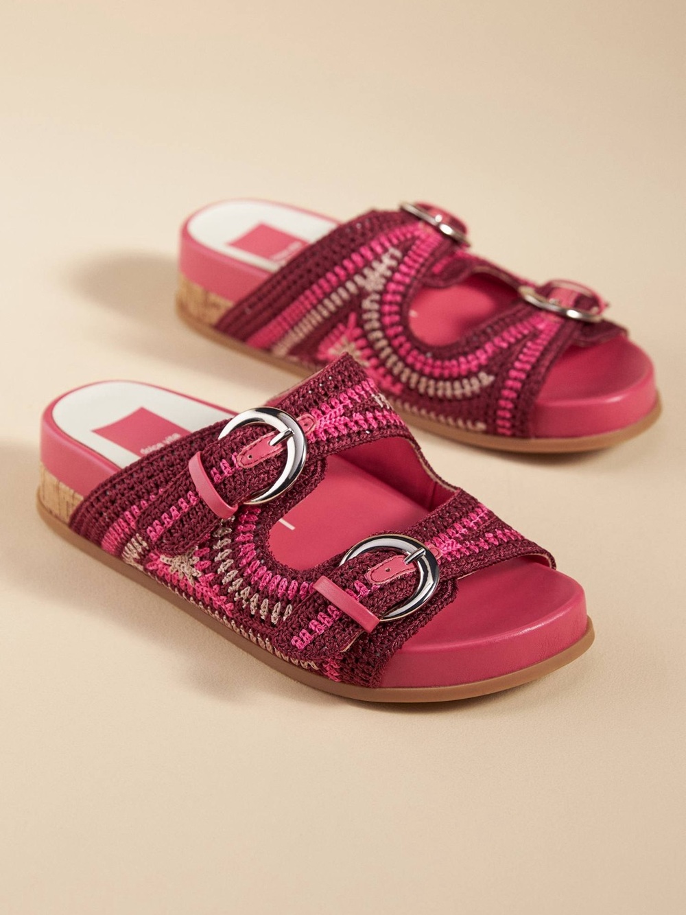 Dolce Vita Ralli wedge sandals in a pink multicolor knit size 9